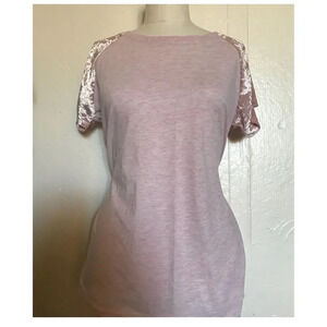Light pink velvet short sleeves top
